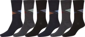 Sakkas Men's Stripe Diamond Cotton Poly Blend Dress Socks Value 6-Pack