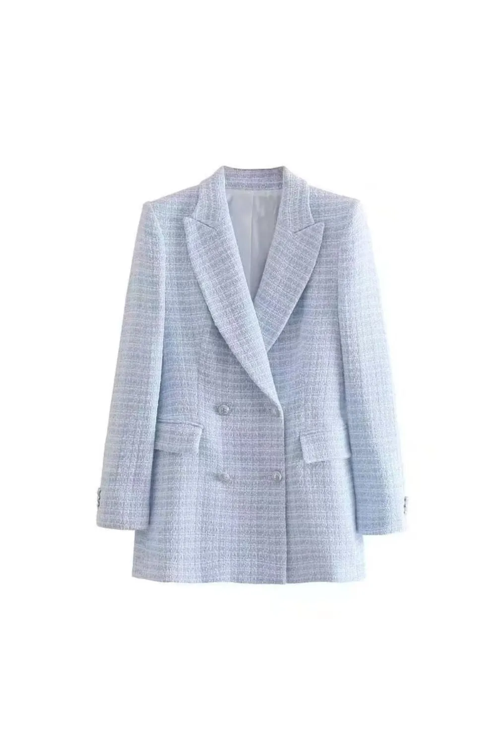 ' Elijah' Textured Double-Breasted Indie Suit Jacket