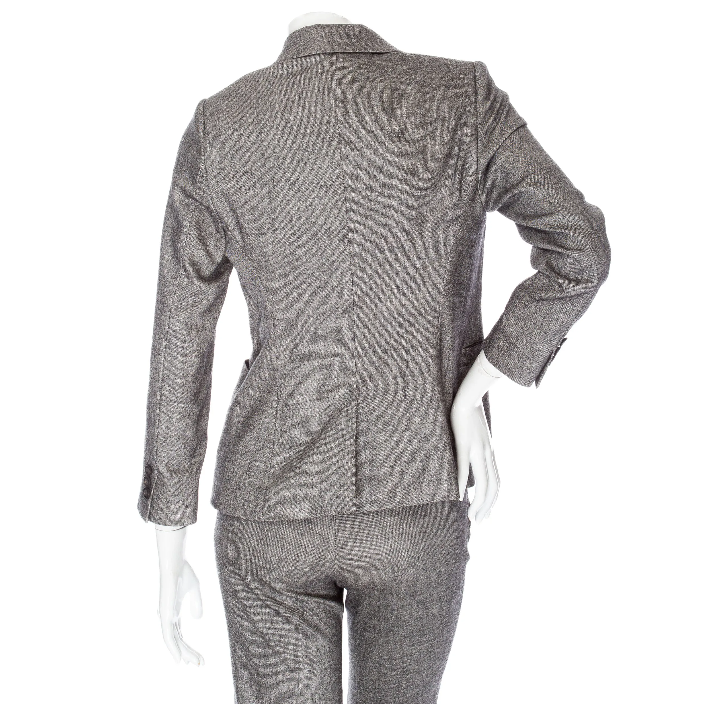 2009 Gray Wool Gold-Hardware Two-Piece Jacket and Pant Suit