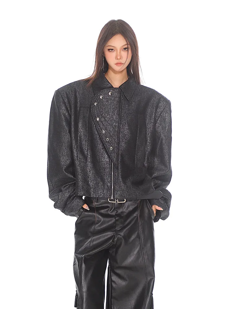 【24s Oct.】Luxurious Glossy Textured Short Jacket