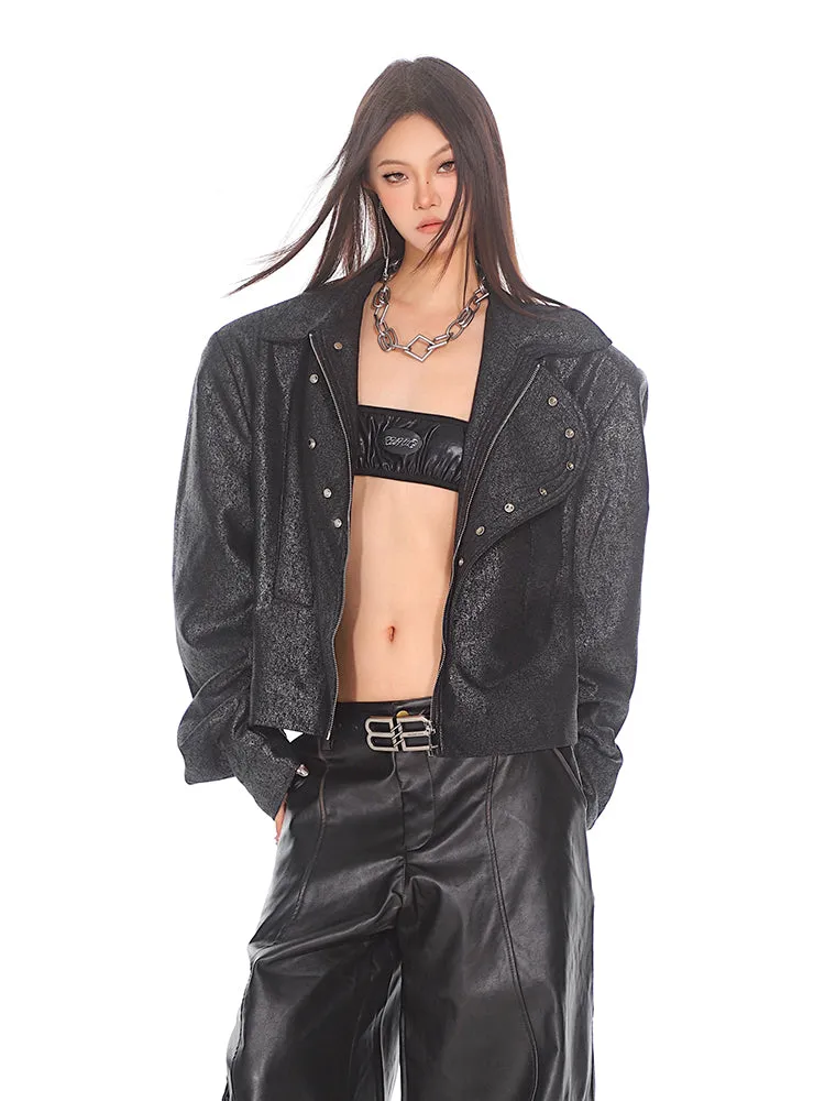 【24s Oct.】Luxurious Glossy Textured Short Jacket