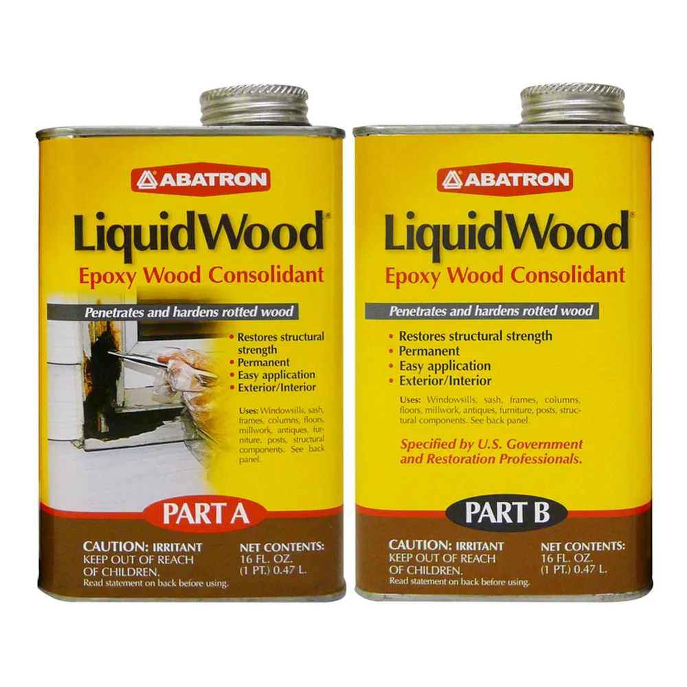 Abatron LW2PKR LiquidWood Epoxy Wood Hardener Compound Parts A and B, 2 Pint Kit