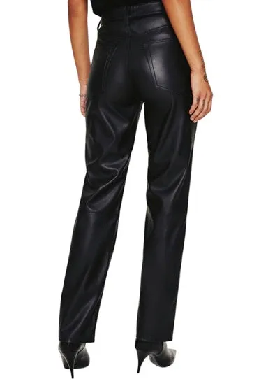 AG JEANS ALEXXIS STRAIGHT FAUX LEATHER JEANS IN SUPER BLACK