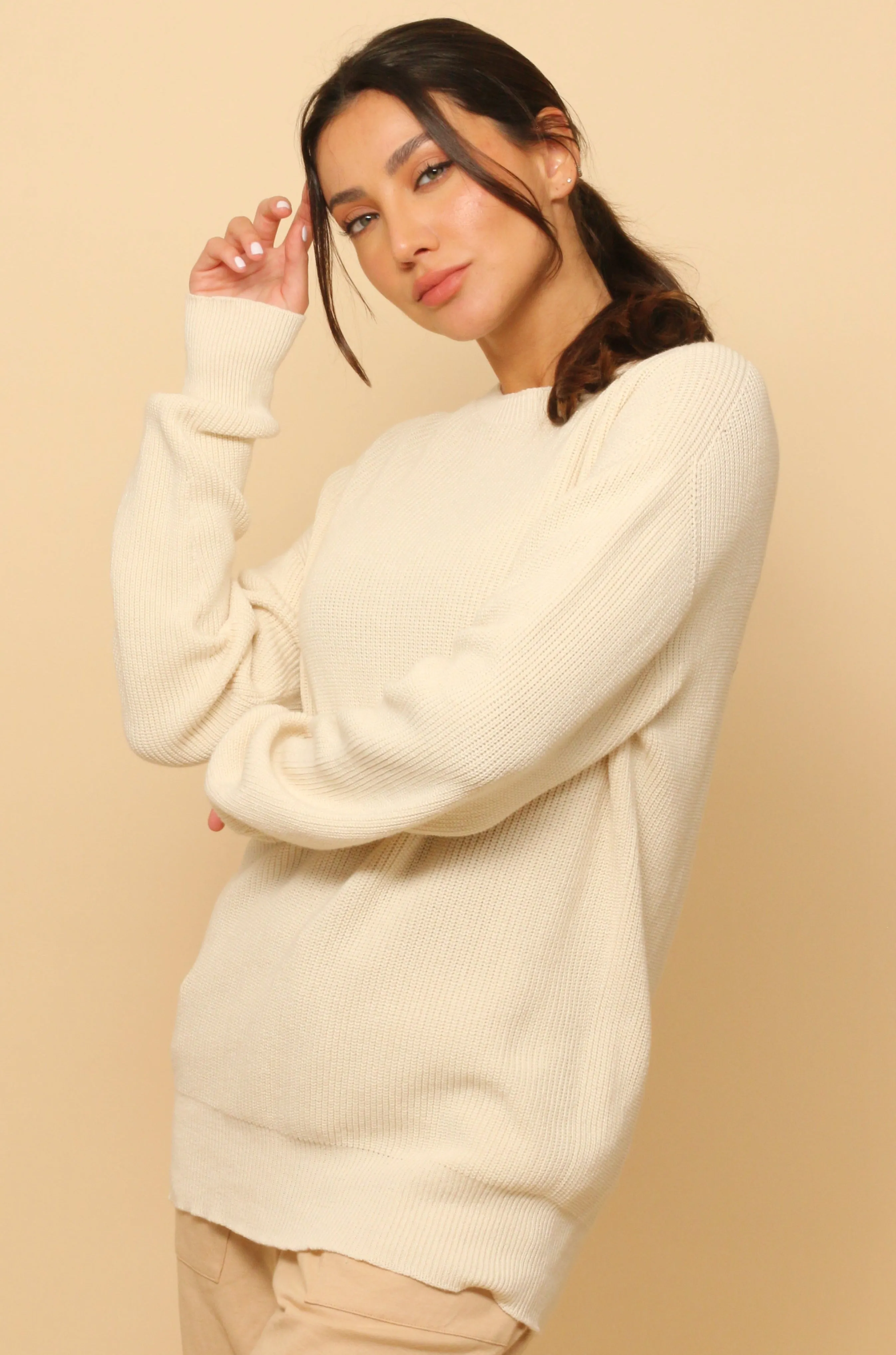 Allergy-Free Close Neck Knitted Sweatshirt