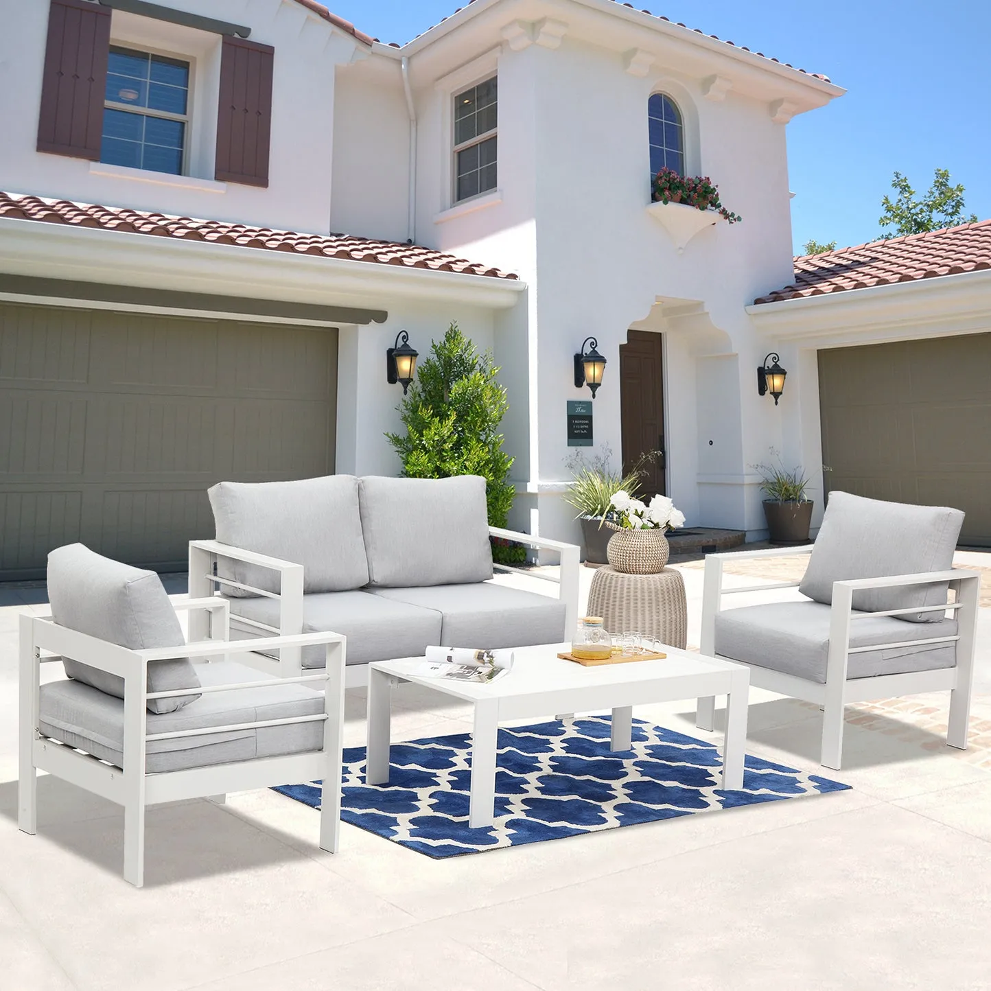 Aluminum Patio Furniture Set 4 Pieces