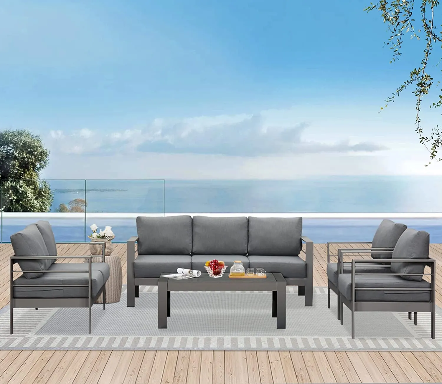 Aluminum Patio Furniture Set 5 Pieces