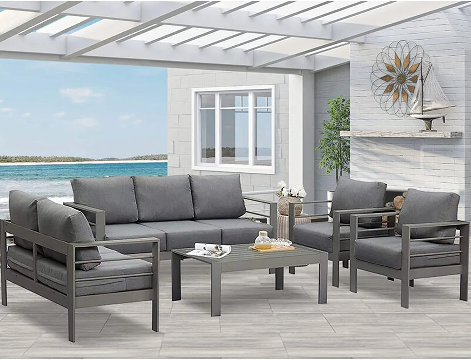 Aluminum Patio Furniture Set 5 Pieces