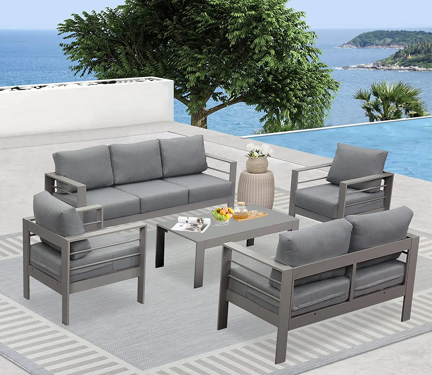 Aluminum Patio Furniture Set 5 Pieces