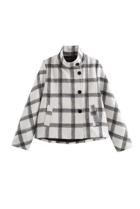 'Alvaro' Stand-Up Collar Plaid Jacket