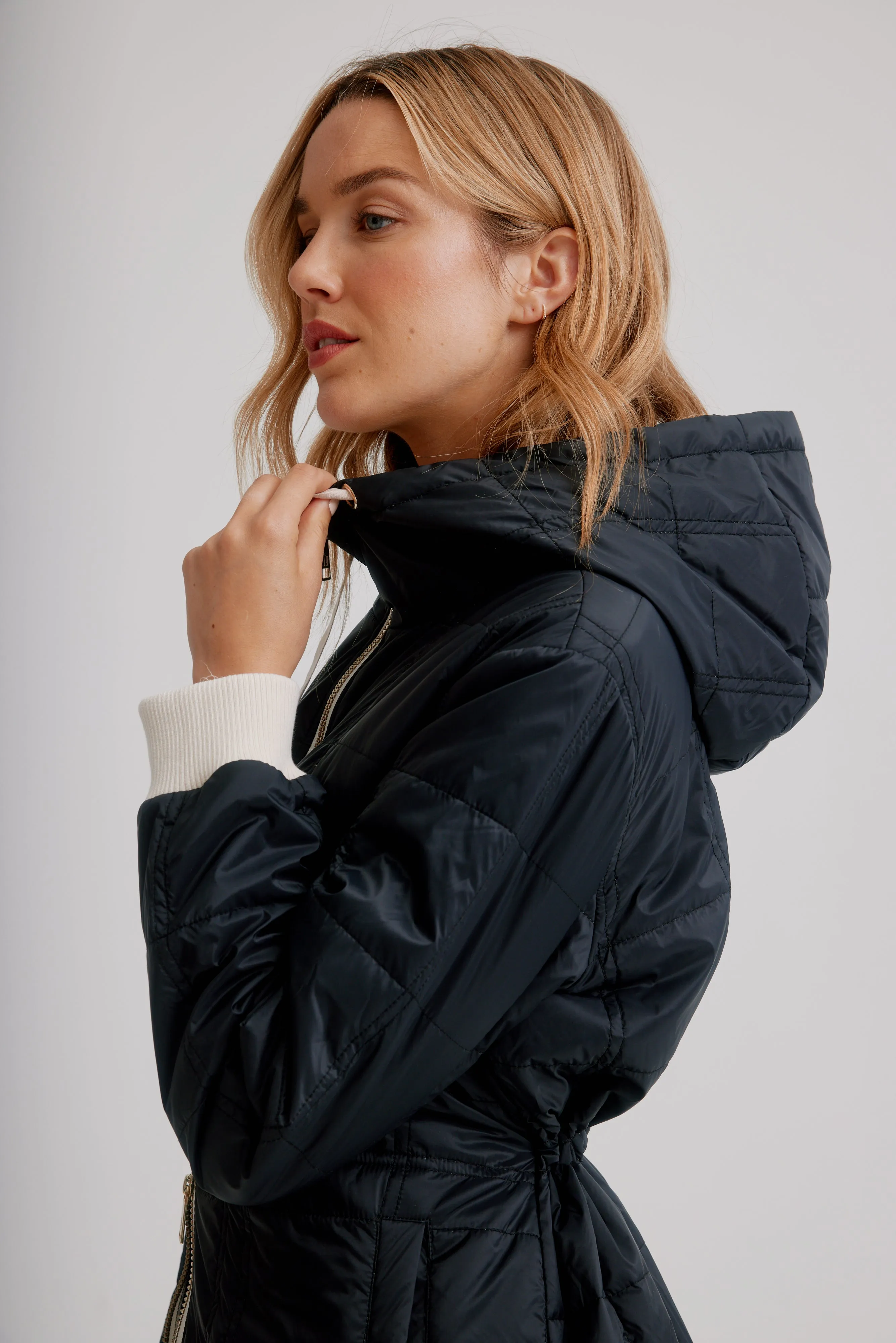 Anorak Super Light Puffer Coat W/ Contrast Zipper & Cuffs