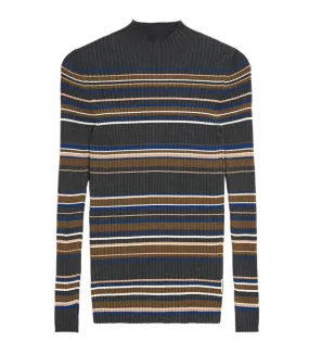 ARMEDANGELS Alaania new stripes turtleneck steel melange faded indigo women