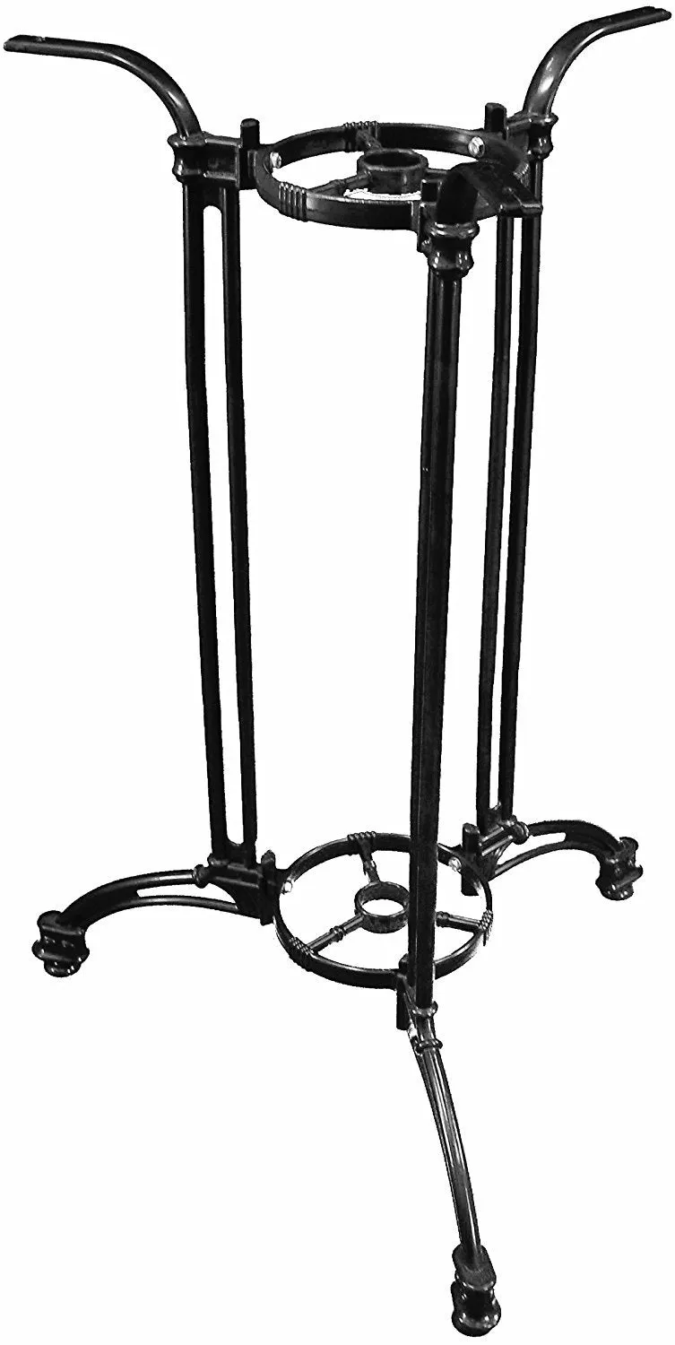 ATC Andalusia Black Cast Aluminum 3-Leg Round Table Base, Bar Height, Accommodates Umbrella, 19&quot; D x 42&quot; H