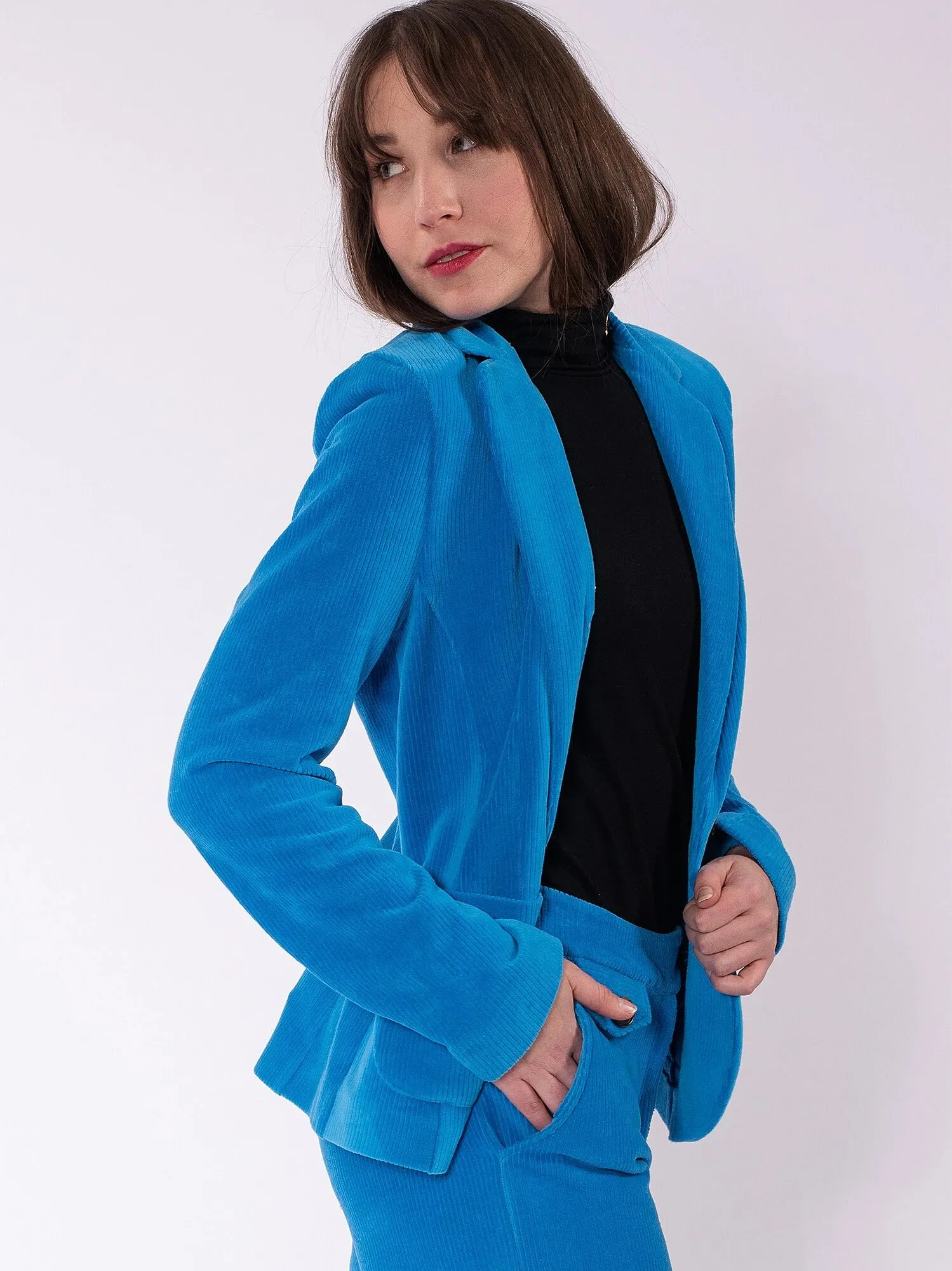 Azuurblauwe blazer | Mademoiselle YéYé superbe sonic blazer brilliant blue