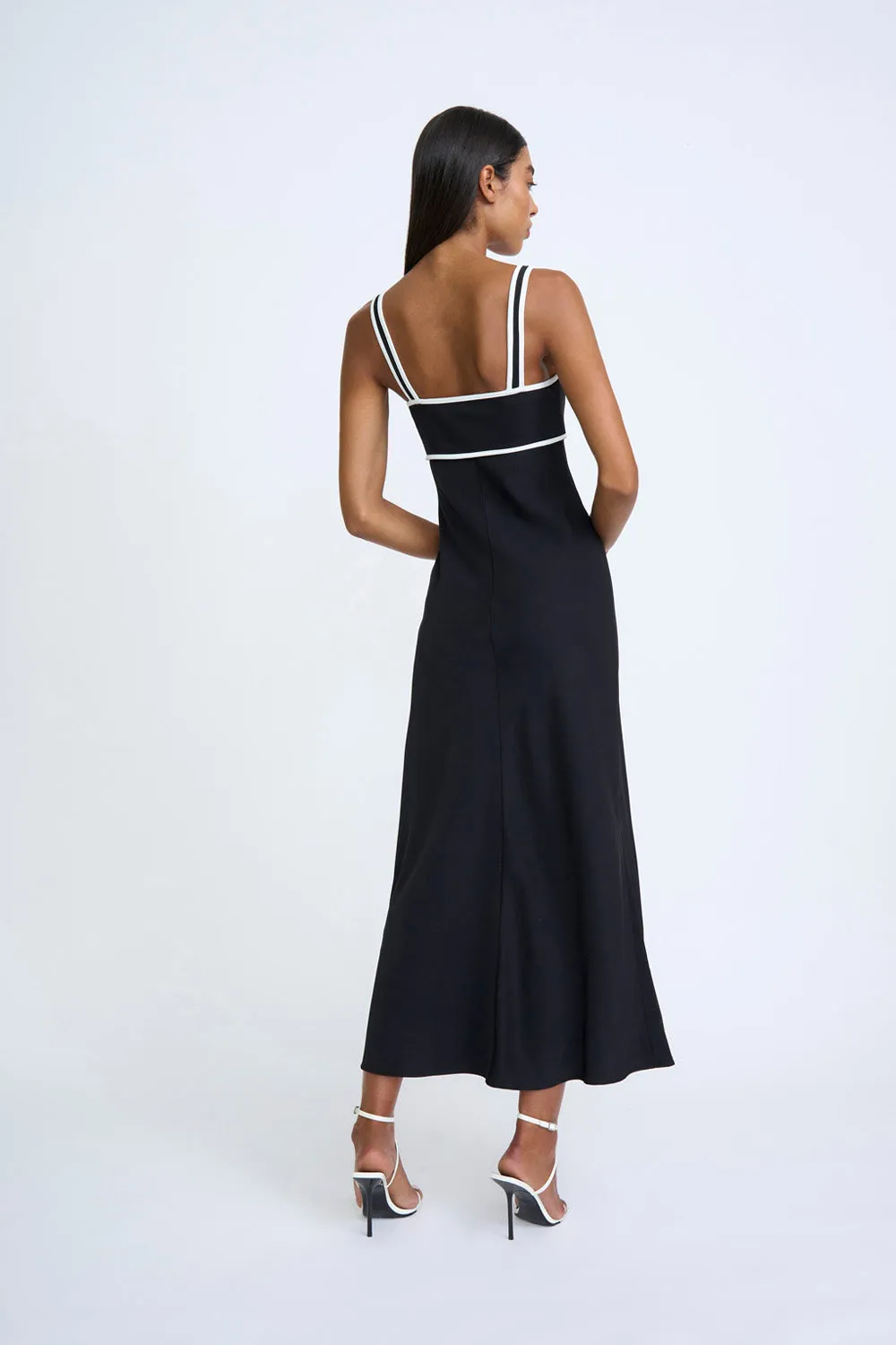 Basia Boned Bustier Midi Dress - Black Ivory