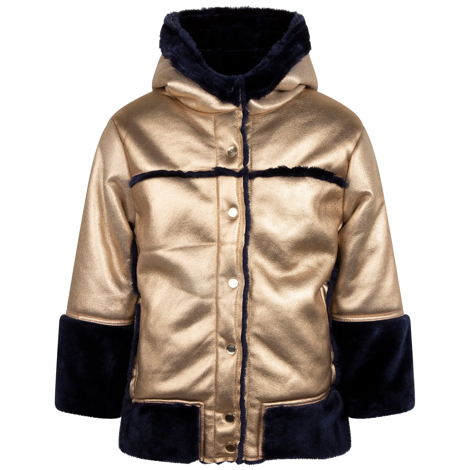 BB Gold Jacket with Navy Fur Trim