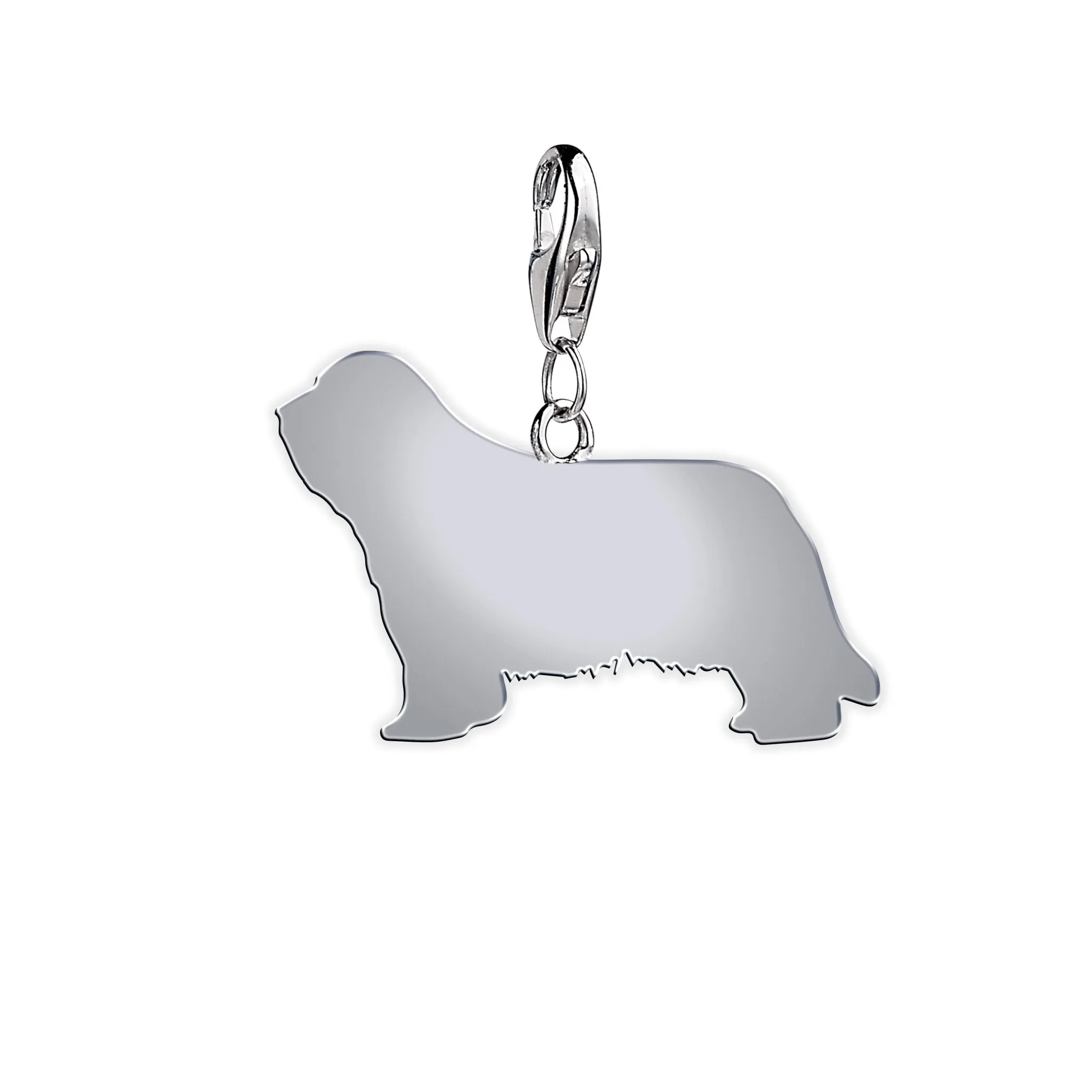 Bearded Collie Silhouette Silver Charm