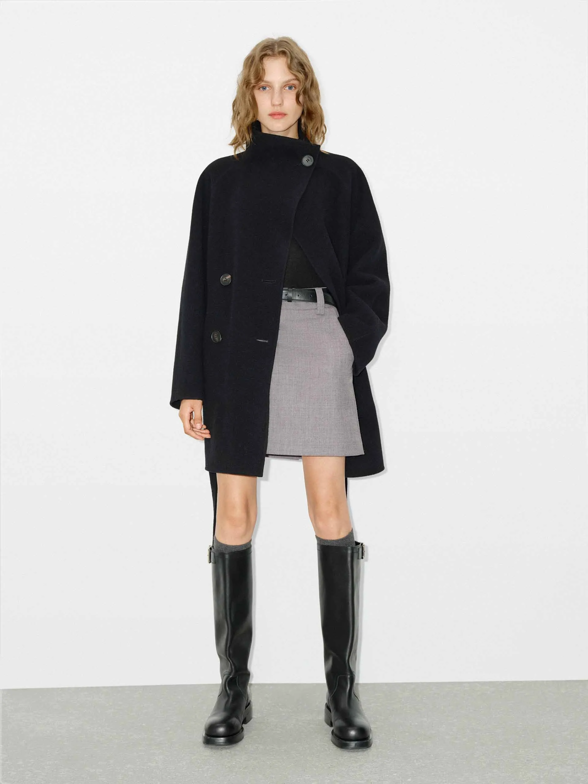 Belted Double Sided Wool Coat