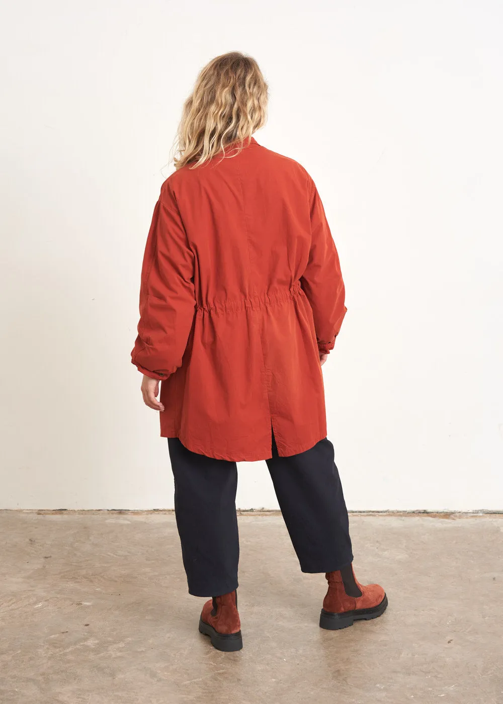 BETTY OVERSIZED COTTON PARKA COAT - RUST