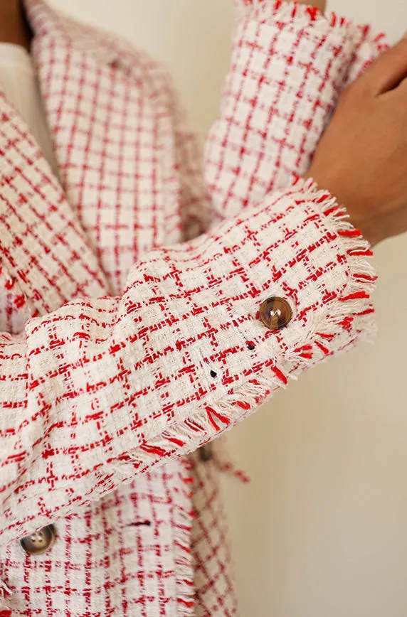 Big City Cream/Red Tweed Blazer- FINAL SALE - FINAL FEW