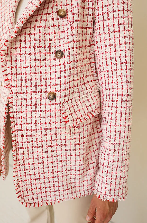 Big City Cream/Red Tweed Blazer- FINAL SALE - FINAL FEW