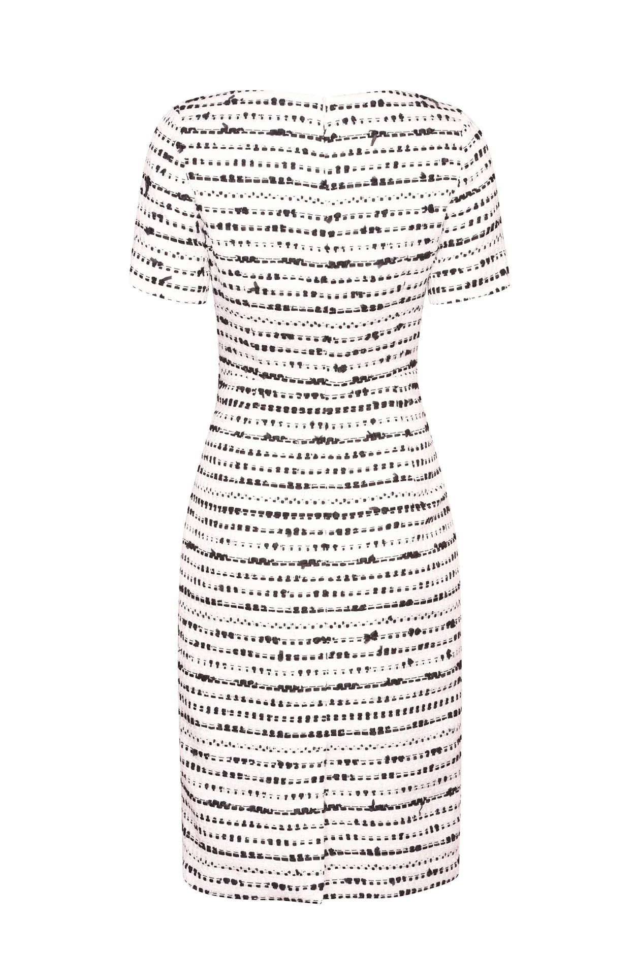 Black and White Summer Tweed Dress with Short Sleeves - Angie