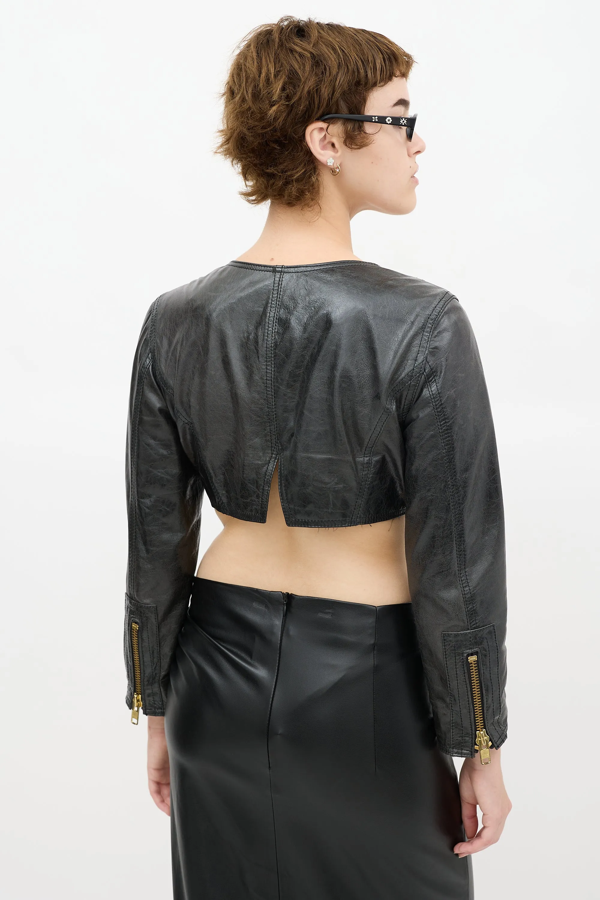 Black Leather Bolero Jacket