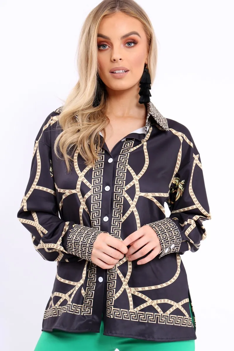 Black Scarf Print Blouse - Kinsleigh