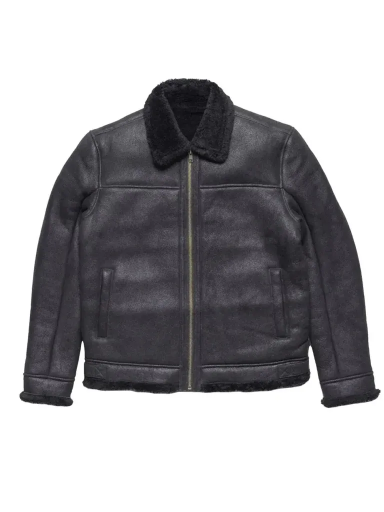 Black Shearling Leather Jacket