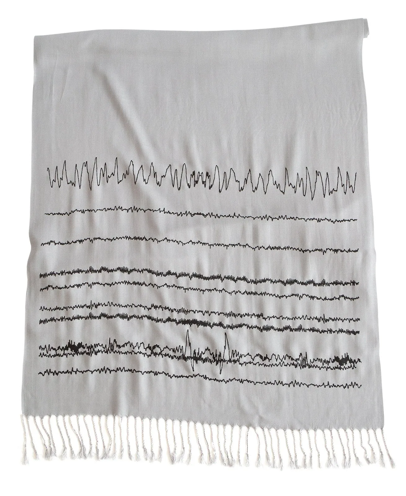 Brainwaves Print Scarf, EEG print linen-weave pashmina