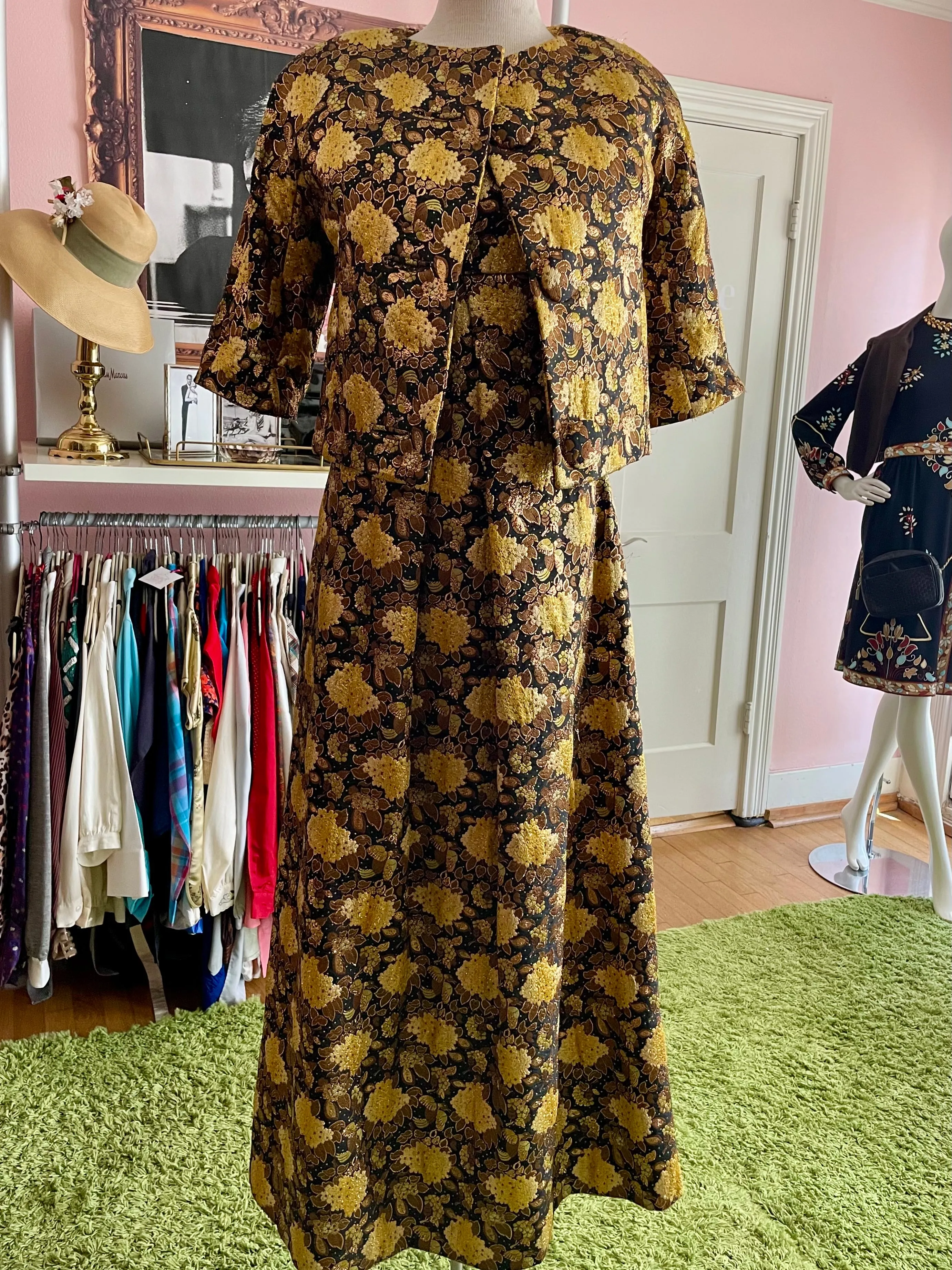 Brocade Floral Gown with Matching Jacket