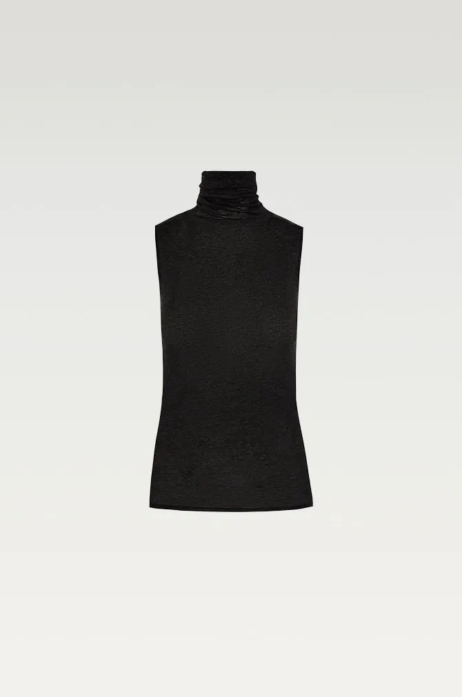 CASHMERE SKIN SLEEVELESS TURTLENECK