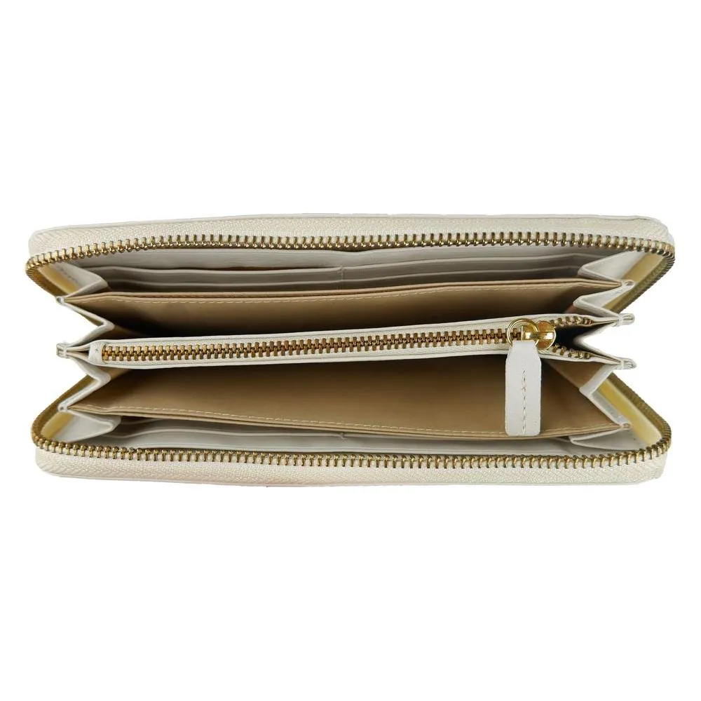 Cavalli Class Elegant White Calfskin Leather Wallet