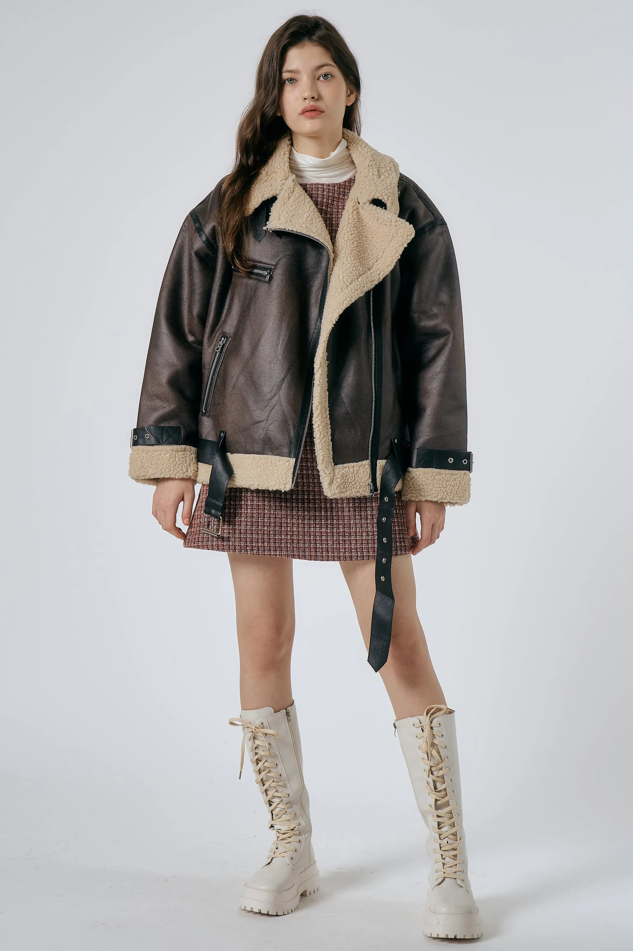 Celina Shearling Aviator Coat