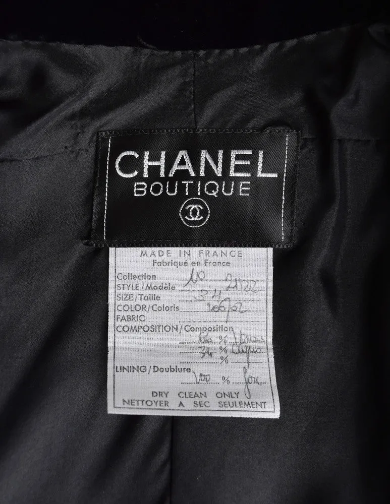 Chanel Vintage Cropped Black Velvet Jacket