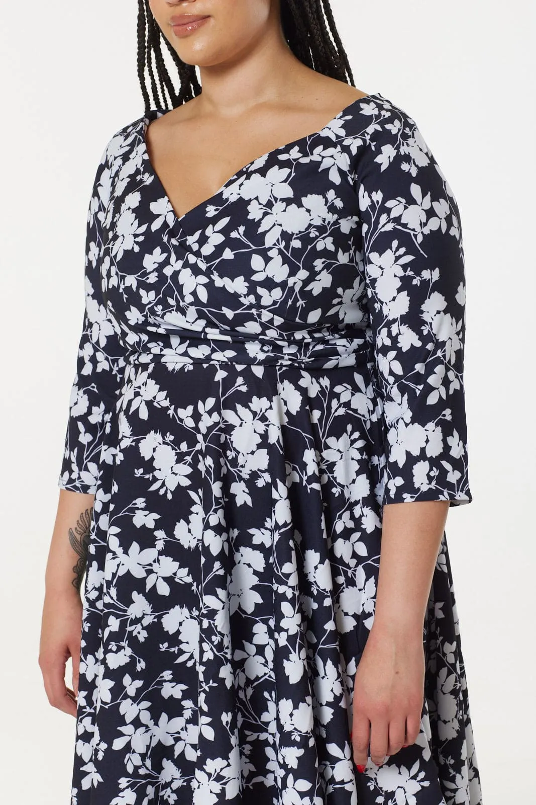 Cindy Monochrome Midi Fit and Flare Swing Dress