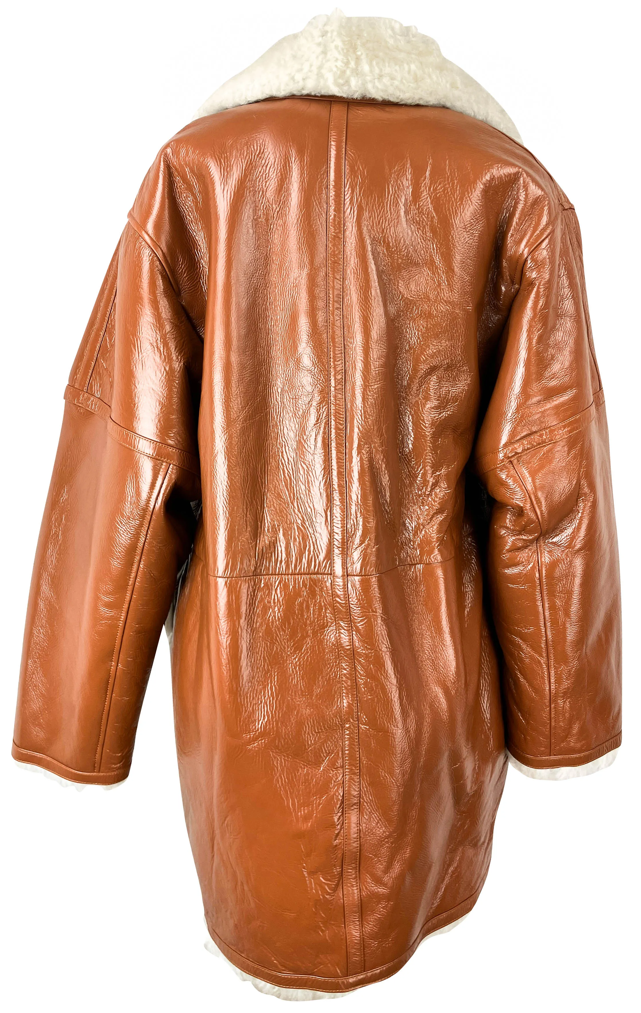 Citizens of Humanity Elodie Shearling Coat in Camel Shiny Icelandic Merino