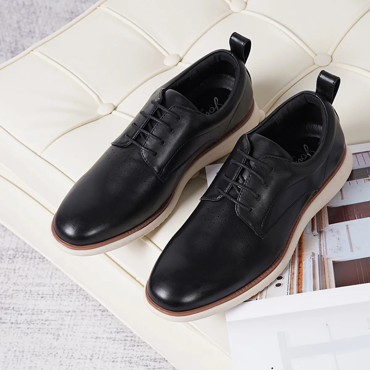 Classic Retro Comfortable Men's Dress Shoes - Soft Leather, Lace-Up Closure, Breathable Insoles, Slip-Resistant Soles, Formal Derby Style, Business Wear, Wedding, Party, Daily Wear - High-Quality, Durable, Versatile, and Stylish Oxfords for Men