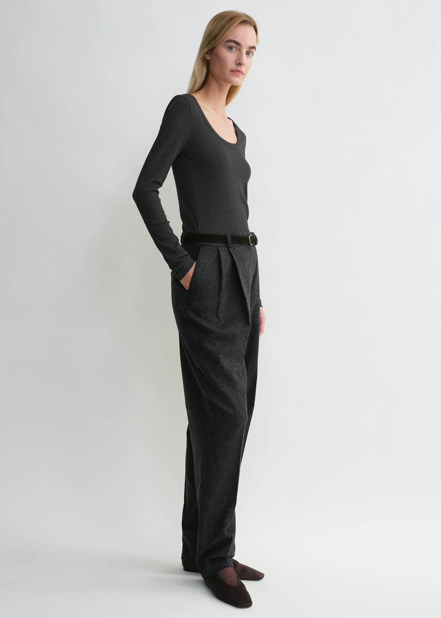 Classic rib top charcoal melange