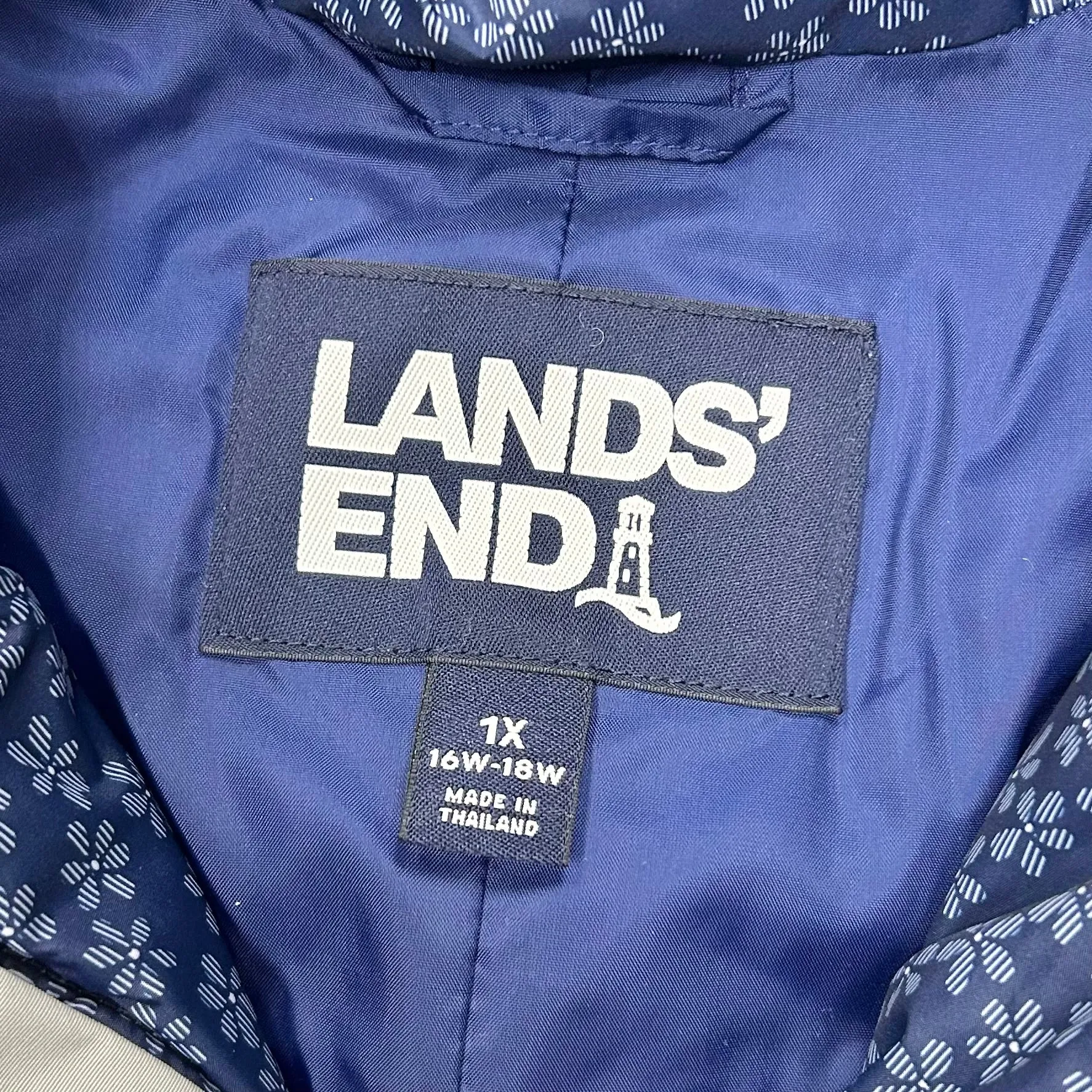 Coat Parka By Lands End In Blue & Grey, Size: 1x