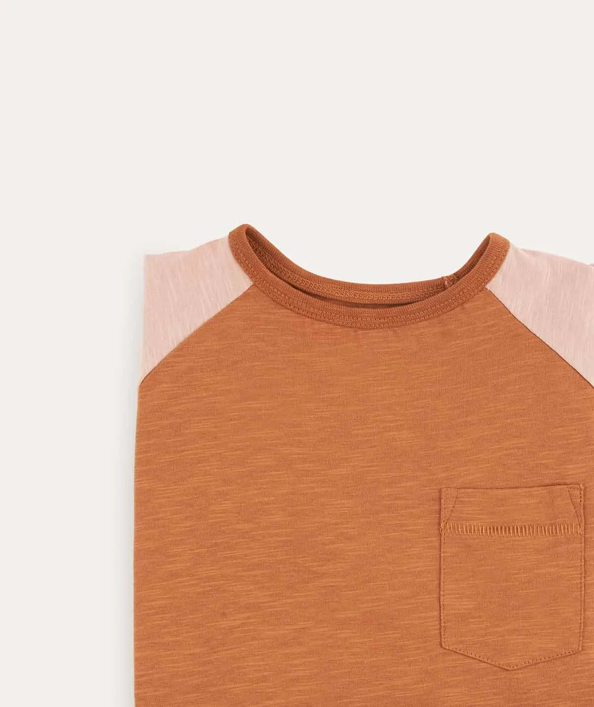 Colourblock Slub Long Sleeve Top - Rose Dust