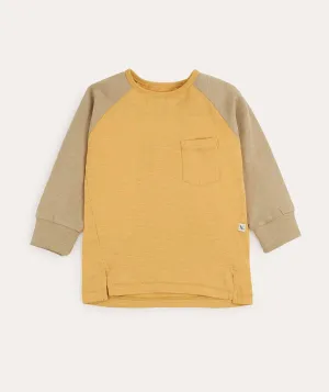 Colourblock Slub Long Sleeve Top - Straw