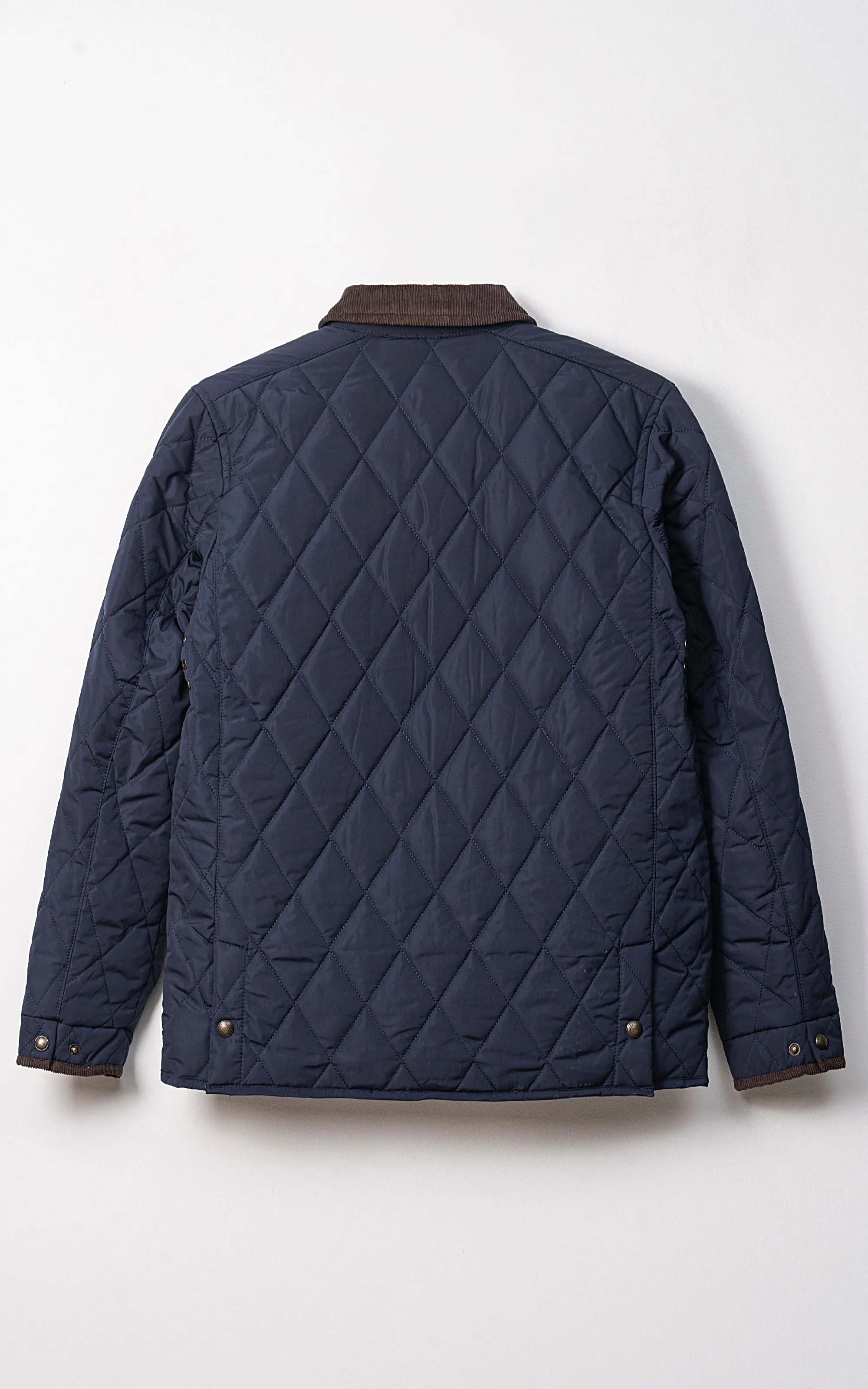 CORDUROY COLLAR QUILTED JACKET FULL SLEEVE NAVY