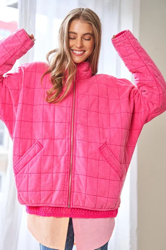 Crisp Days Comfy Quilting Zip Closure Jacket