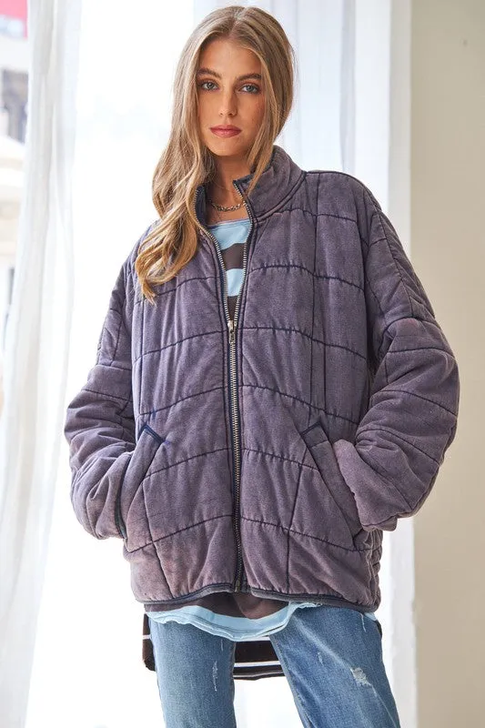 Crisp Days Comfy Quilting Zip Closure Jacket