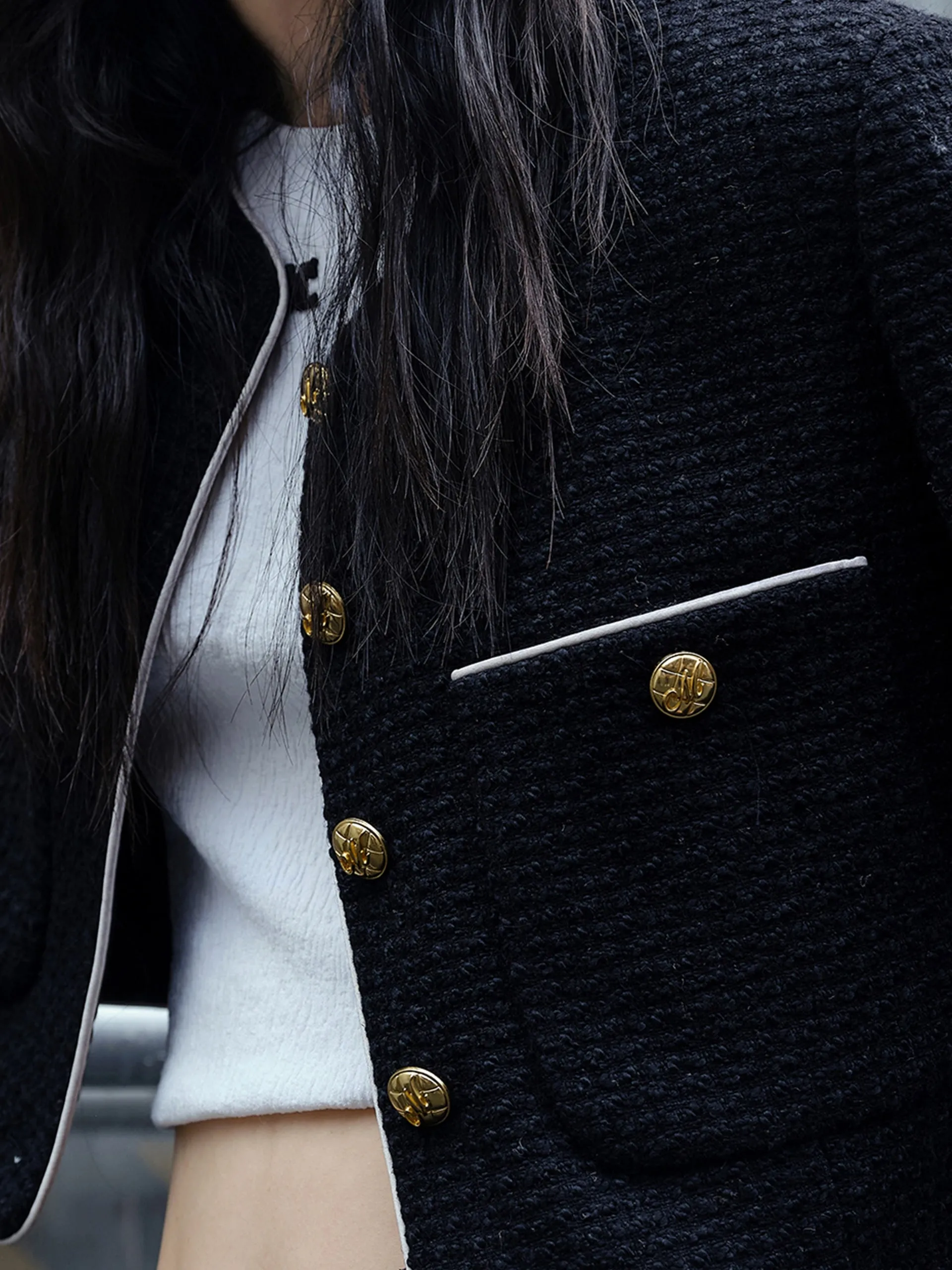 Cropped Metal Button Jacket