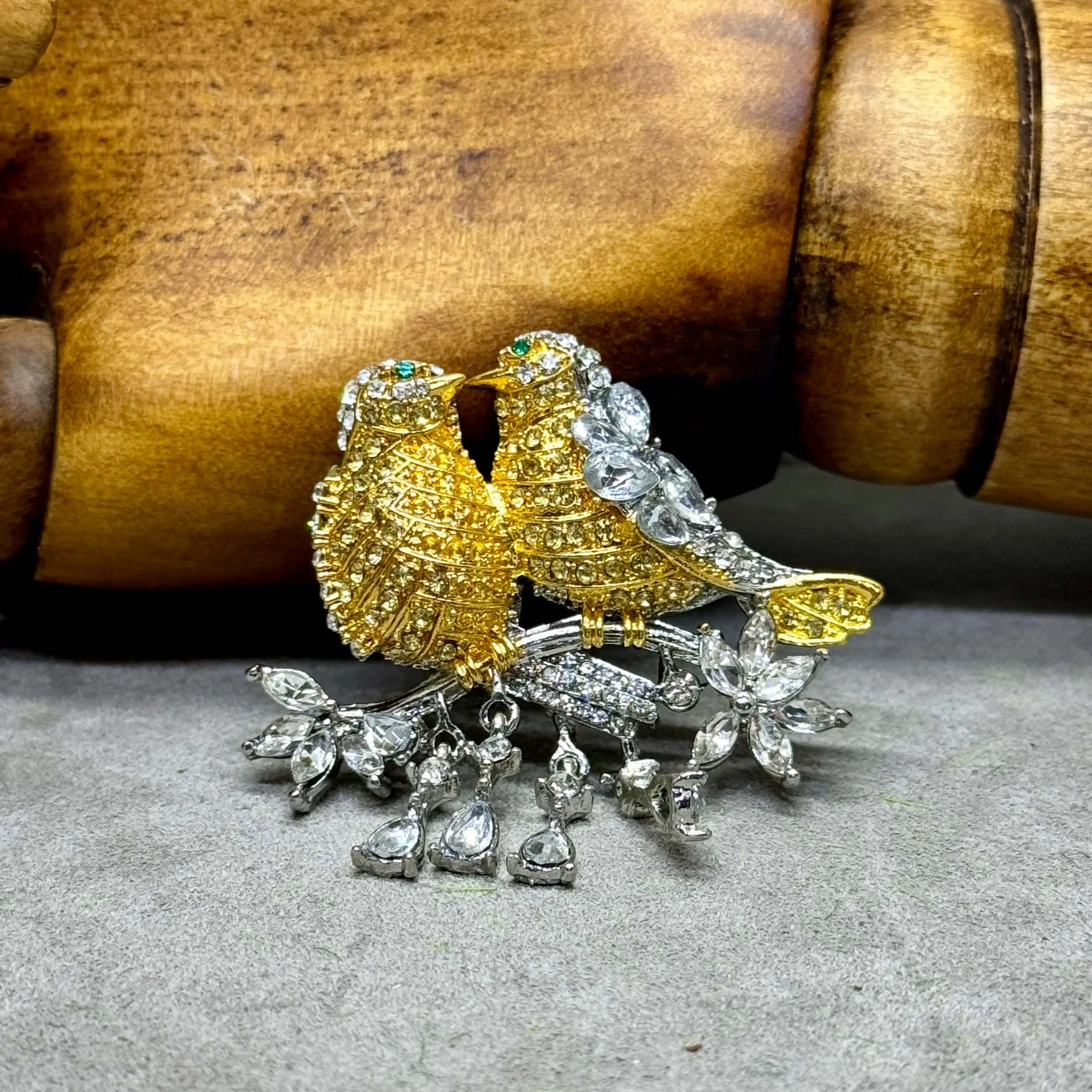 Crystal Embellished LoveBird Brooch