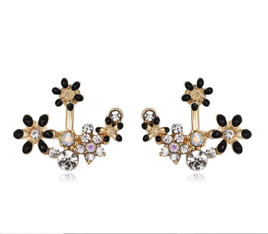 Crystal Garden Flowered Stud Earrings & Jacket In Four Colors