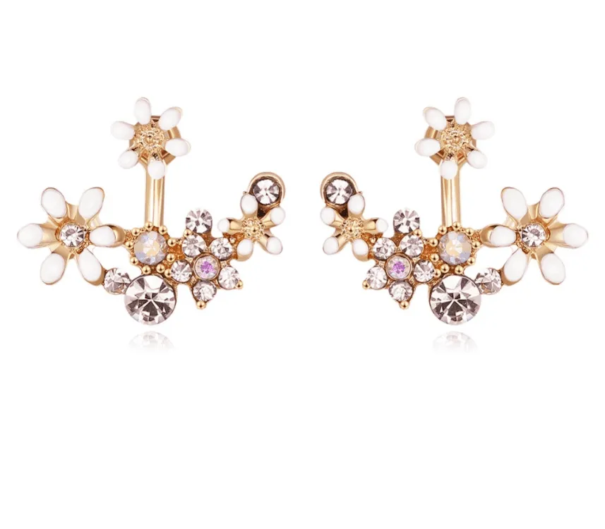 Crystal Garden Flowered Stud Earrings & Jacket In Four Colors