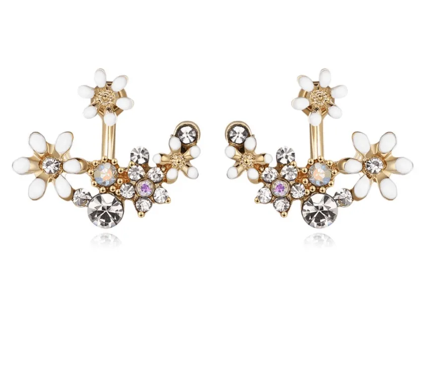 Crystal Garden Flowered Stud Earrings & Jacket In Four Colors