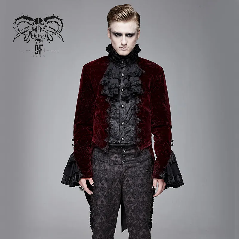 CT13002 Lotus leaf corsage Paisley collar false two piece men Gothic swallow-tailed coats